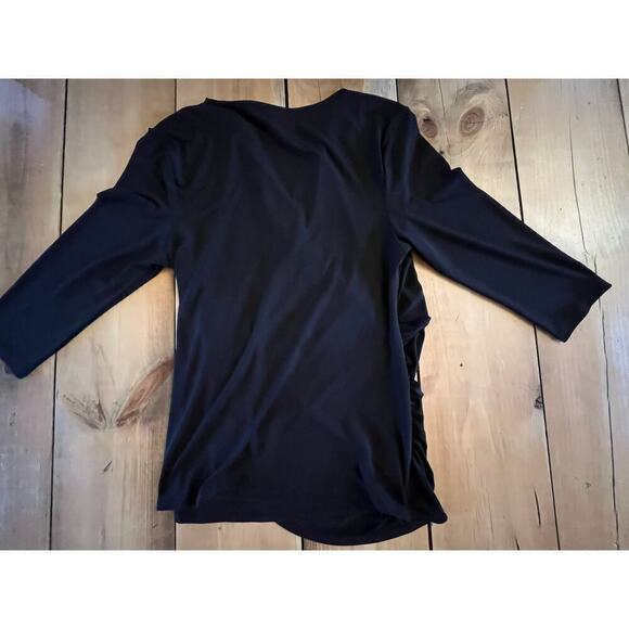 Carmen Marc Valvo Women's Black Rushed Zipper Detail Blouse.Top. Size XL - Picture 4 of 8